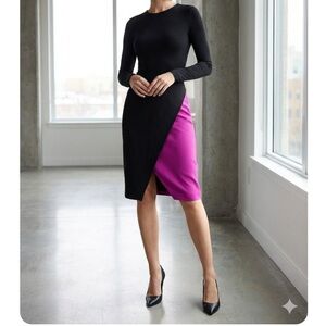 Cato Chic Trendy Black and Pink Asymmetrical Skirt